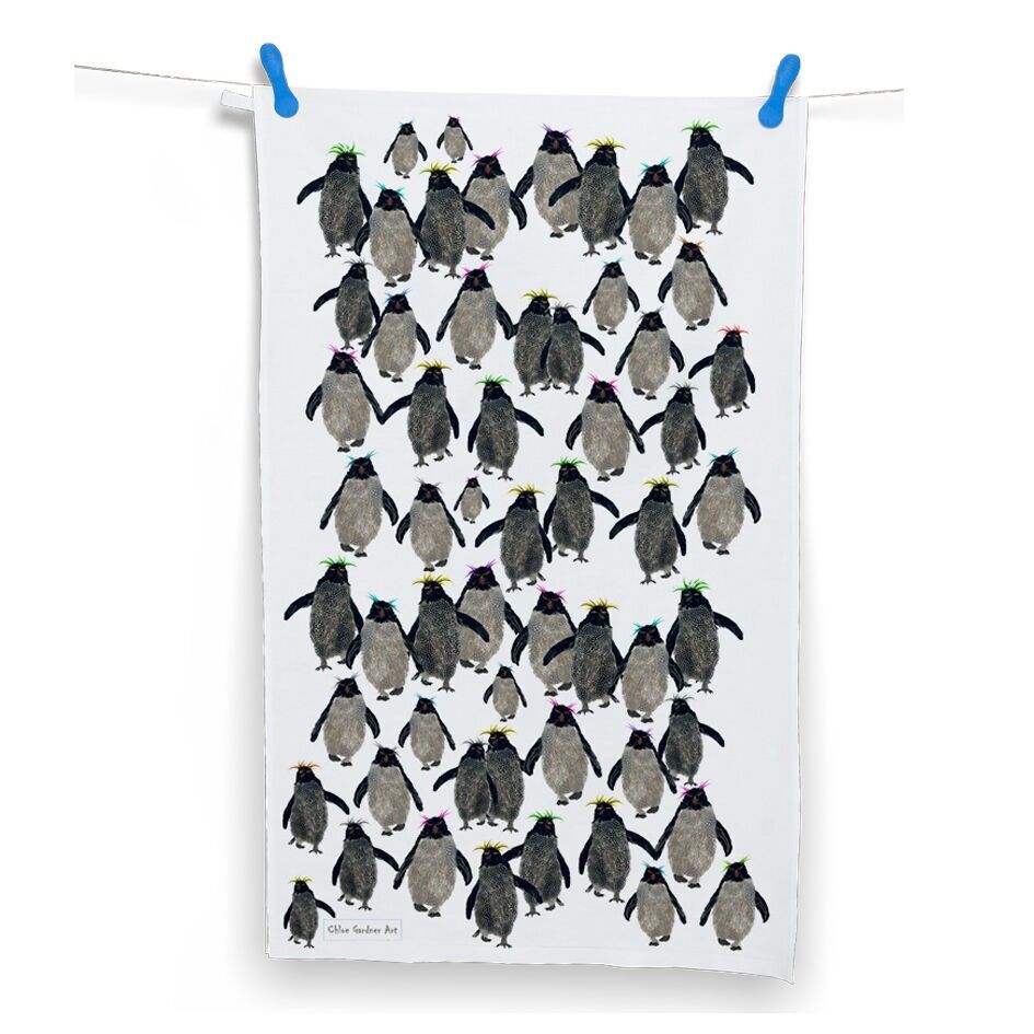 Repetición de Rockhopper en un paño de cocina