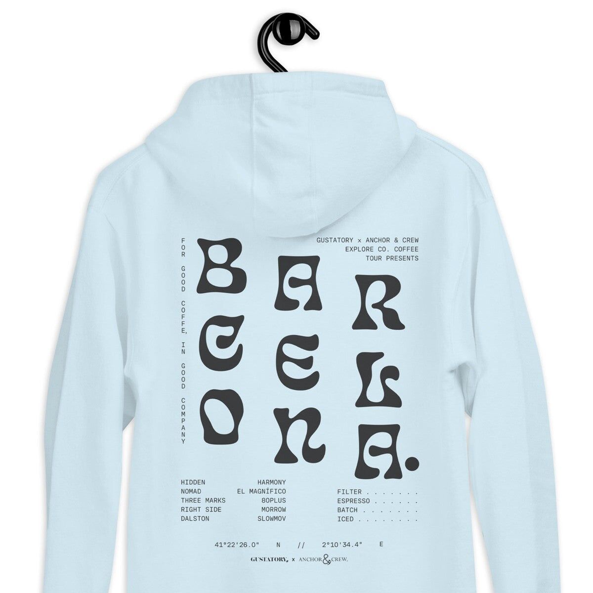 Sweat à capuche brodé en coton mélangé GUSTATORY Barcelona Coffee Scene