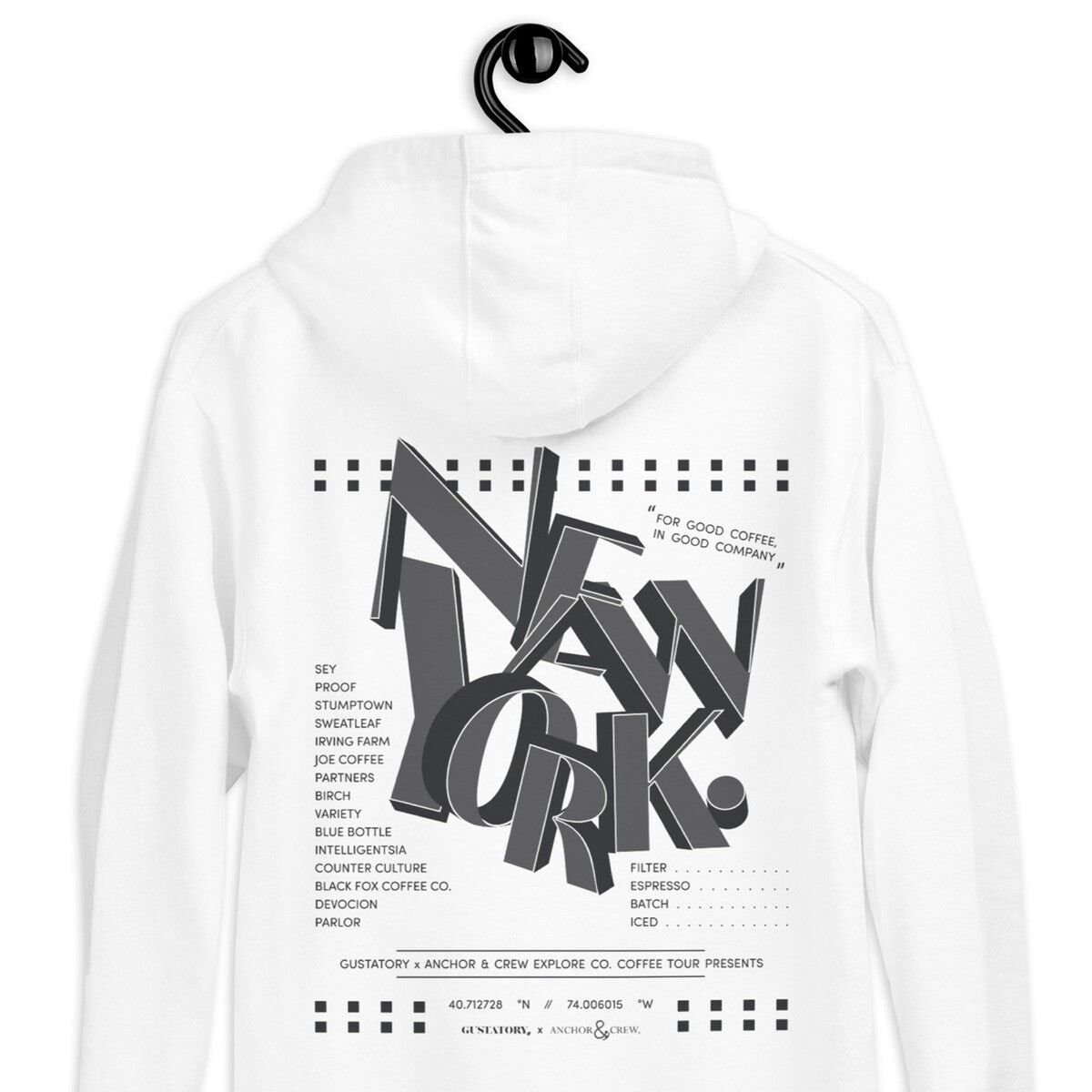 Sweat à capuche brodé en coton mélangé GUSTATORY New York Coffee Scene