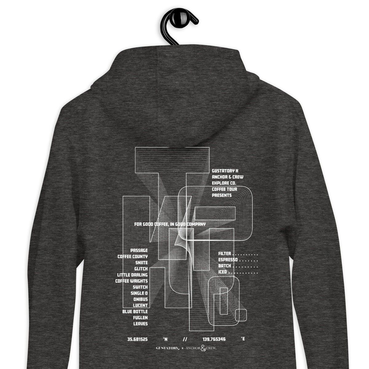 Sweat à capuche brodé en coton mélangé GUSTATORY Tokyo Coffee Scene