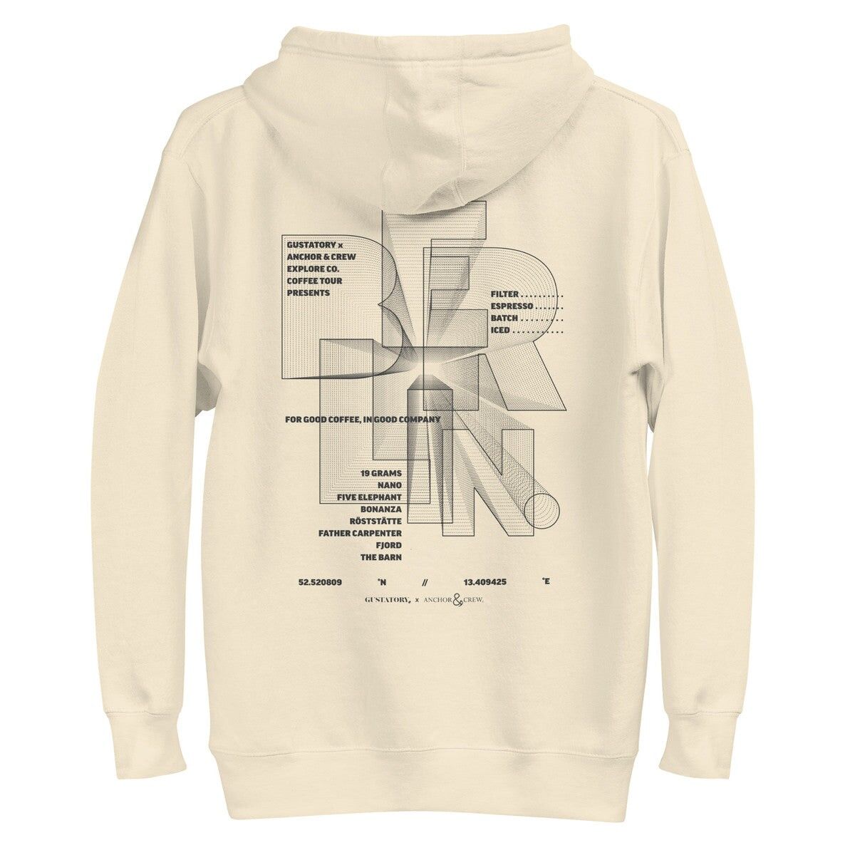 Sweat à capuche brodé en coton mélangé GUSTATORY Berlin Coffee Scene