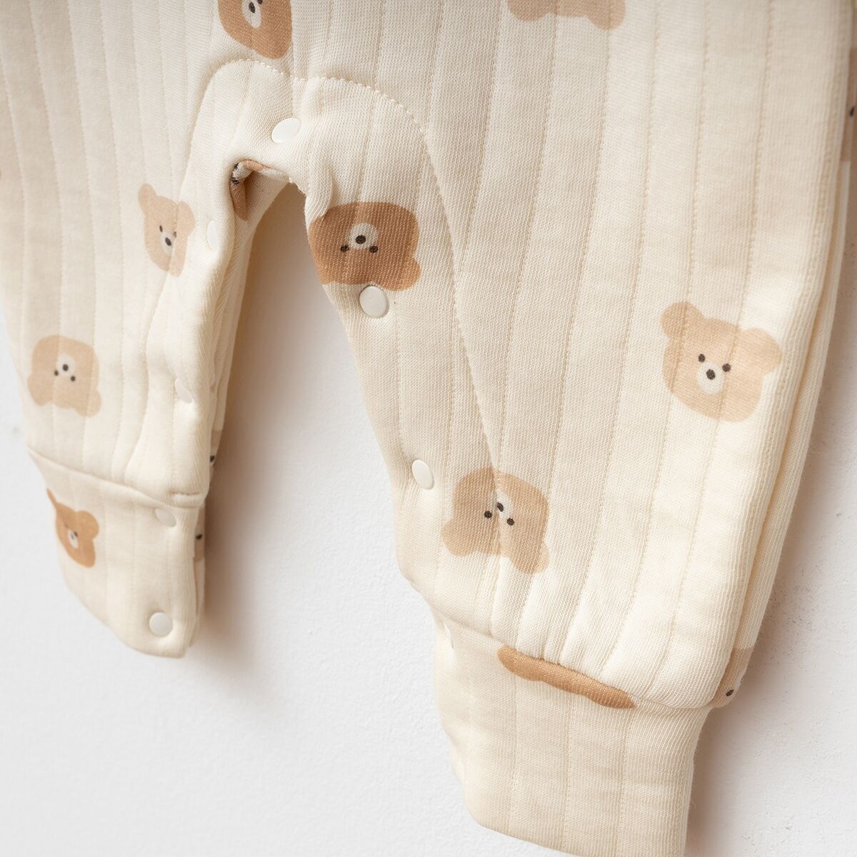 A Pack of Three Sizes Unisex Quilted Bear Overall Set with Booties | 3–6–9 Months