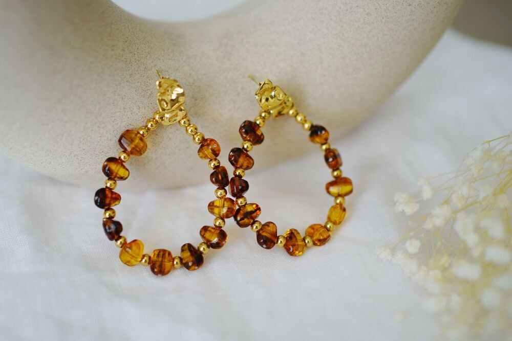 Éléonore brown and gold pearl earrings