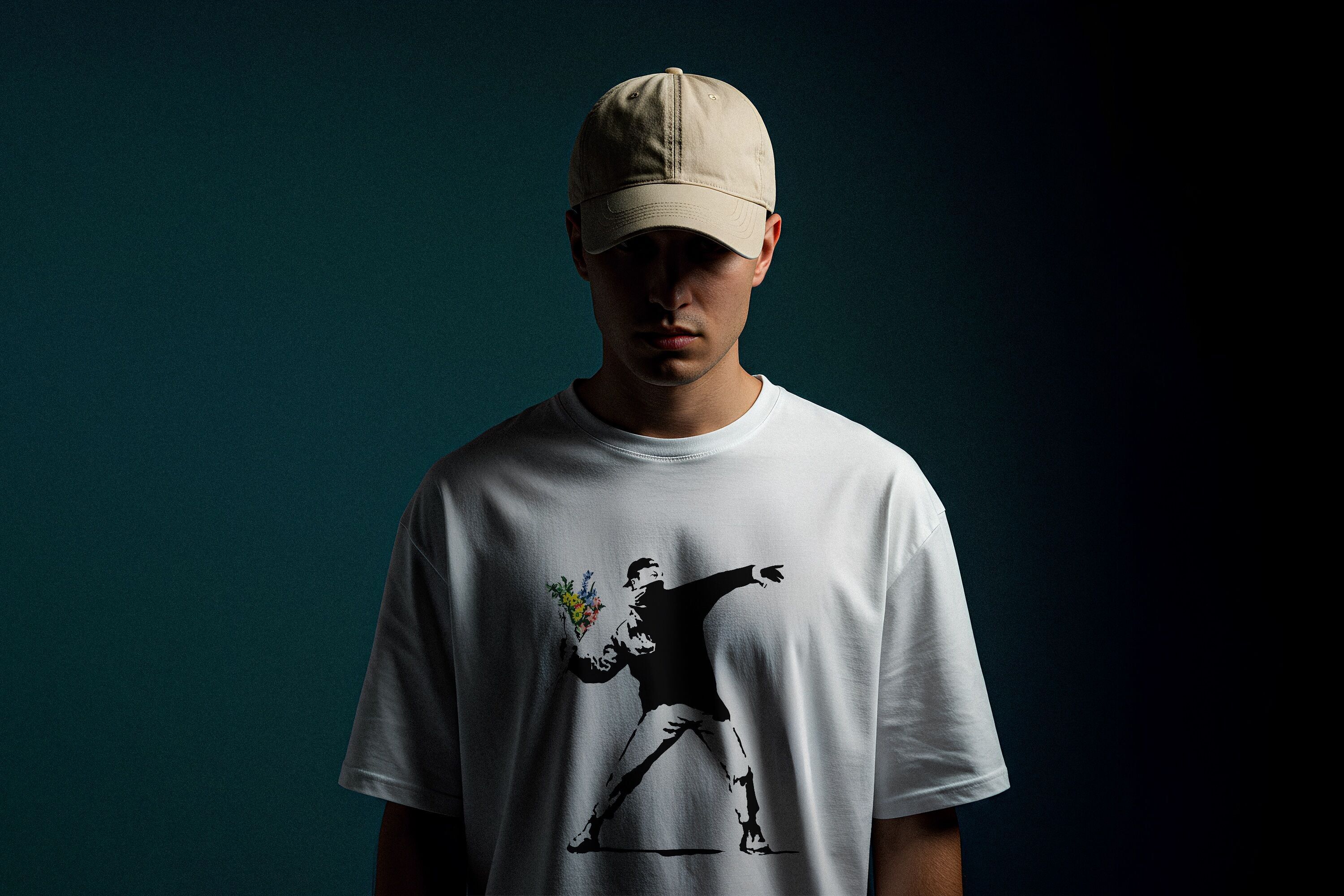 Banksy's Graffiti T-shirt Unisex - The Flower Thrower