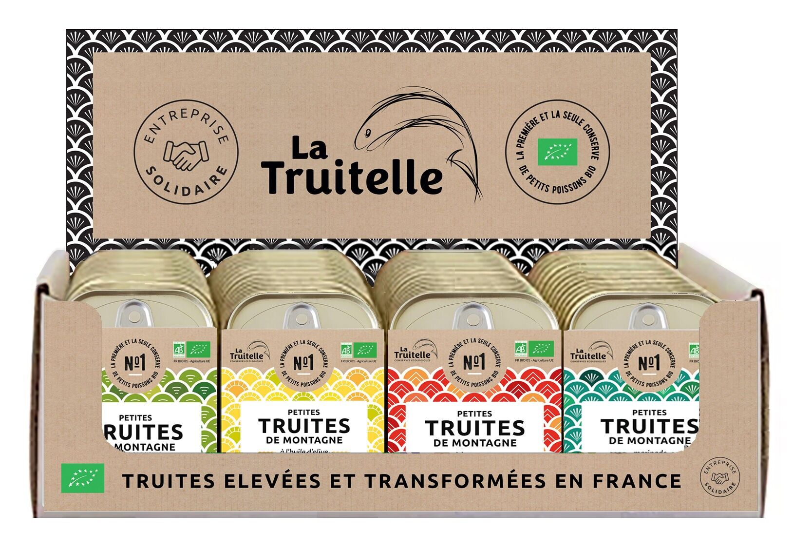 Ausstellung von 48 Dosen Bergforellen