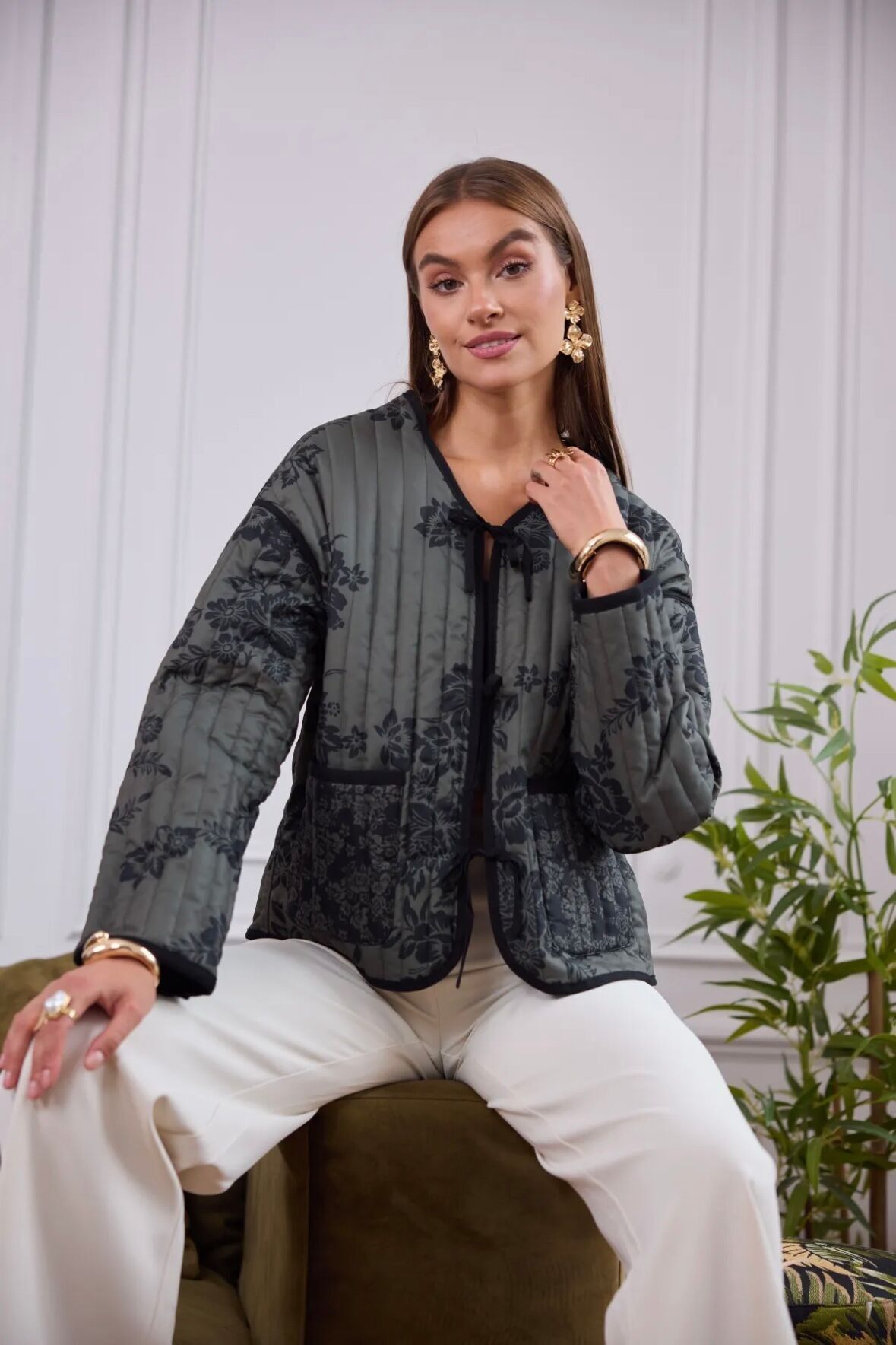 Giacca trapuntata con stampa floreale - 5652