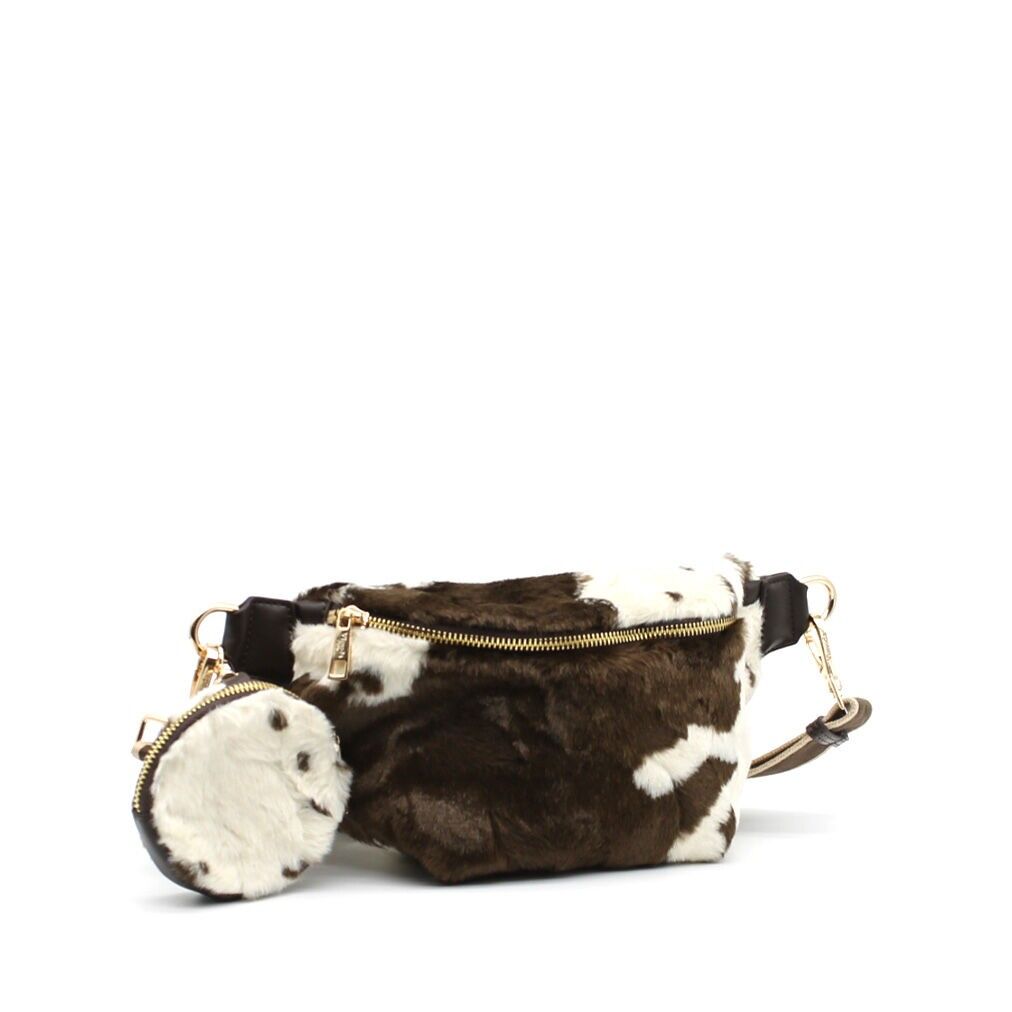 Banane imprimé vache en fausse fourrure