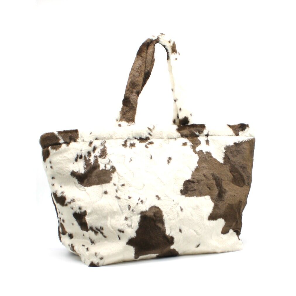 Borsa tote con stampa mucca e manici lunghi e morbidi