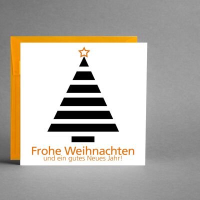 AUSDRUCKSSTARK MIT ORANGE: Weihnachtskarte "Weihnachtsbaum schwarz-weiß" inkl. Kuvert