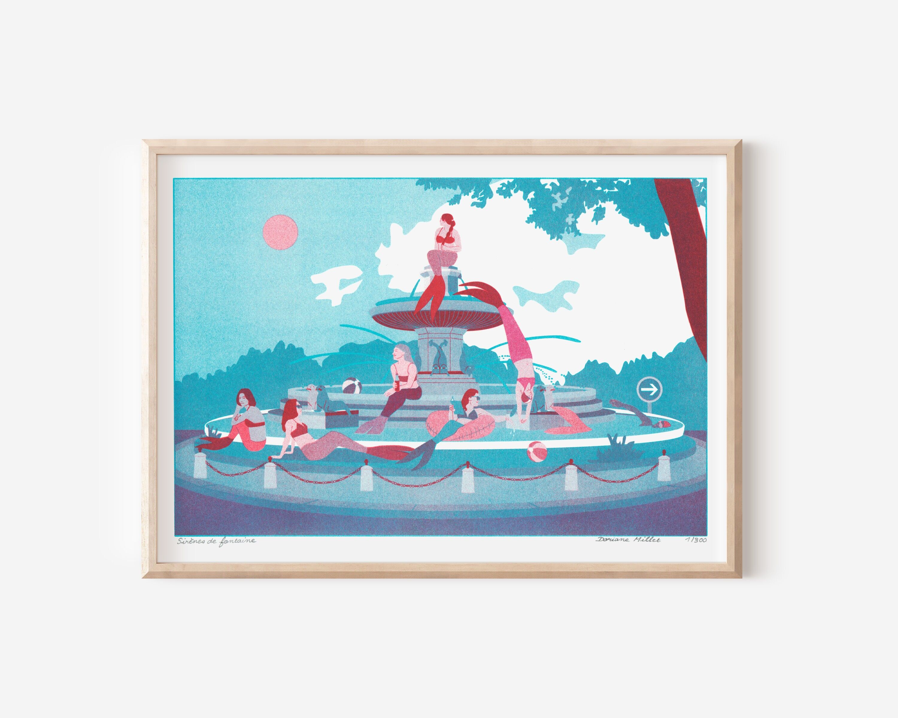 Sirènes de fontaine | Risographie A4 | Édition limitée signée