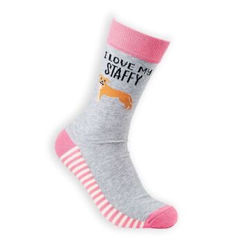 Chaussettes unisexes I Love My Staffy 4