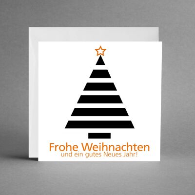 AUSDRUCKSSTARK MIT WEISS: 5 Weihnachtskarten "Weihnachtsbaum schwarz-weiß" inkl. Kuverts