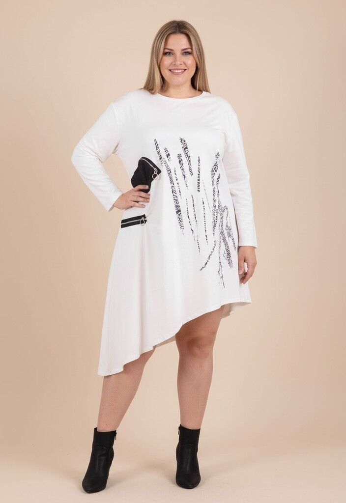 Robe-Tunique grande taille asymétrique blanc (T38964)
