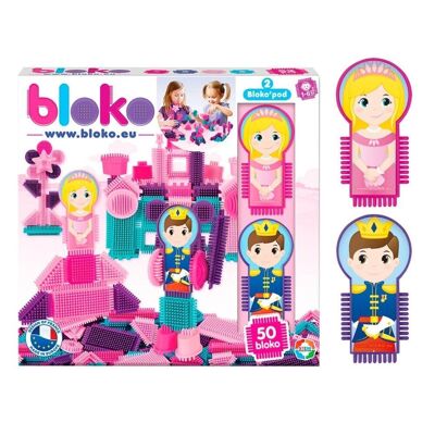 Schachtel mit 50 Bloko + 2 Prinz- und Prinzessin-Pod-Figuren – ab 12 Monaten – 503538