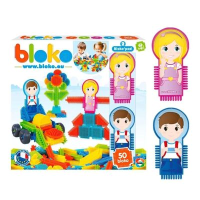 Box mit 50 Bloko + 2 Family Pods-Figuren – ab 12 Monaten – 503536