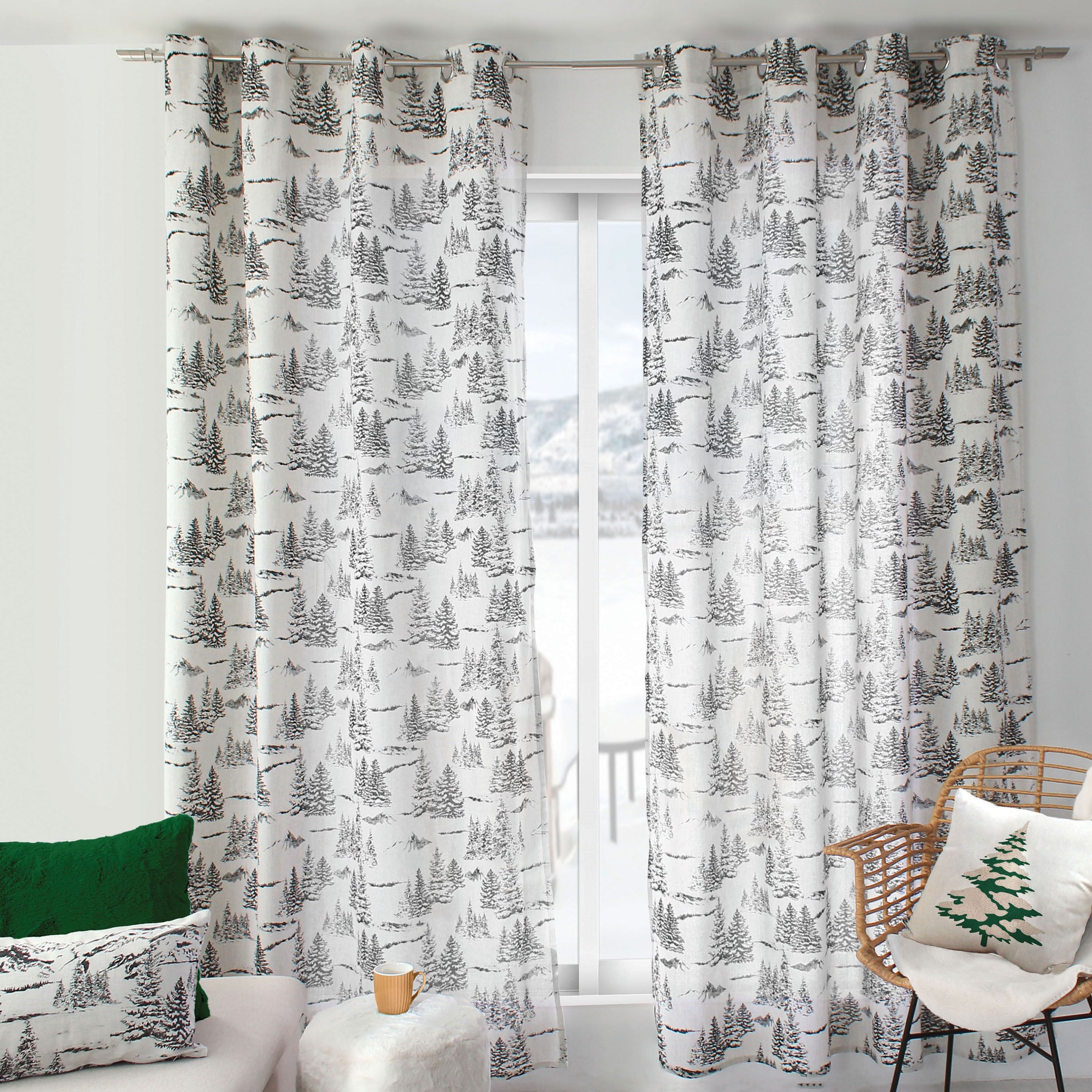 Eyelet Curtain, 140x240cm, Fir Pattern, EBENE Collection