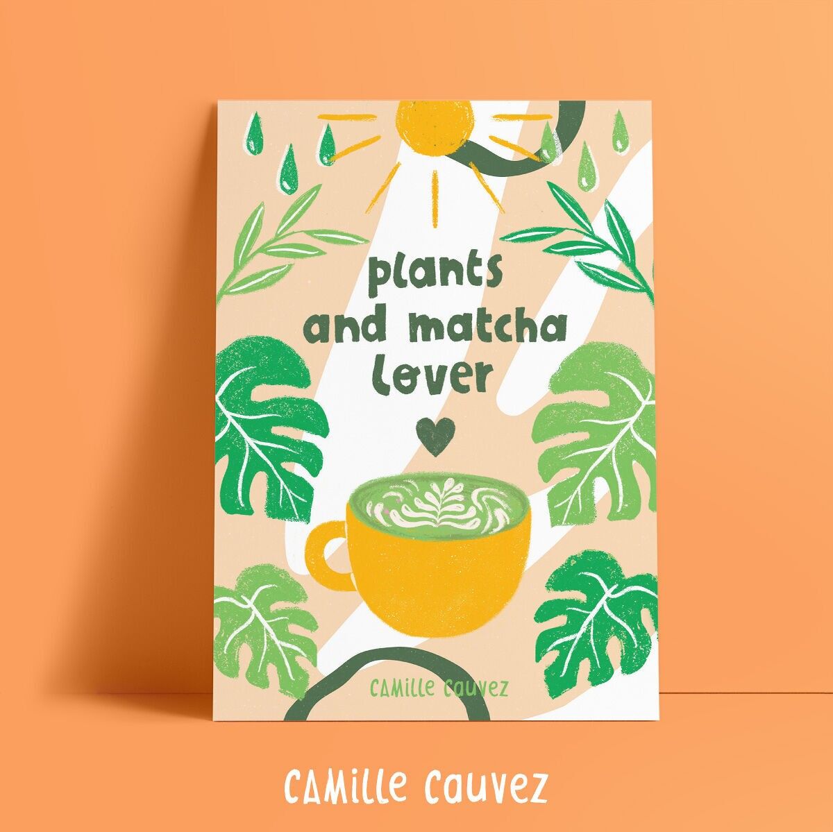 Plants and matcha lover | carte postale healthy drink