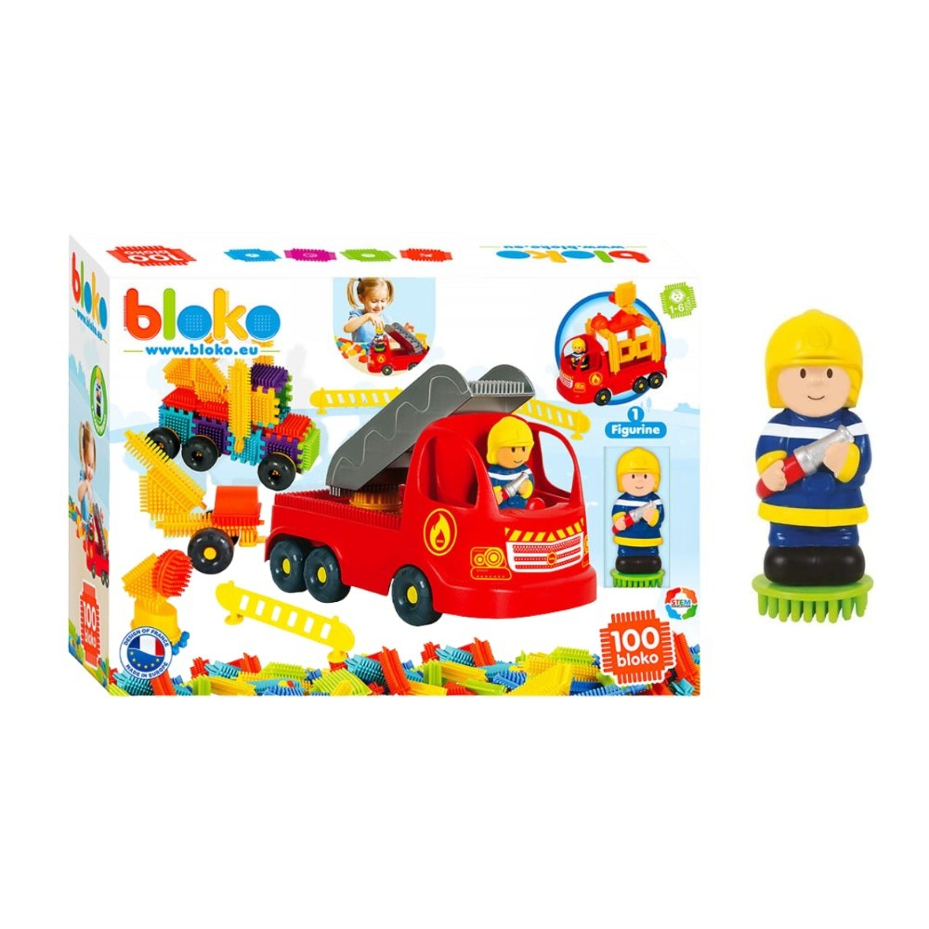 Buy wholesale Box of 100 Bloko + 1 Fire Truck + 1 3D Figure - From 12  months - 503692