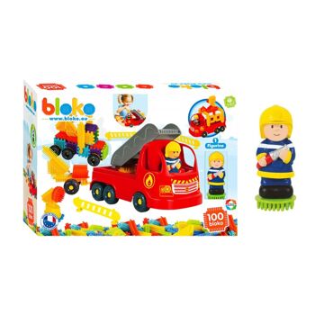 Coffret 100 Bloko + 1 Camion Pompiers + 1 Figurine 3D - Dès 12 mois - 503692 1