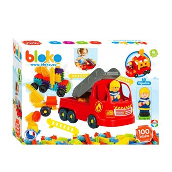 Coffret 100 Bloko + 1 Camion Pompiers + 1 Figurine 3D - Dès 12 mois - 503692 6