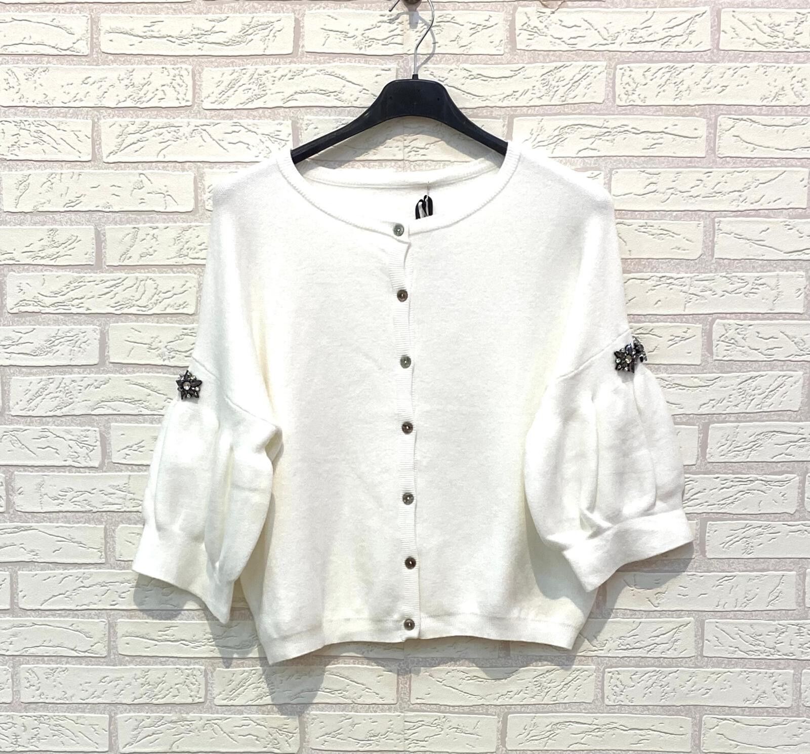 REF.9489 REBECA DE PUNTOS CON PIEDRAS EN LAS MANGAS