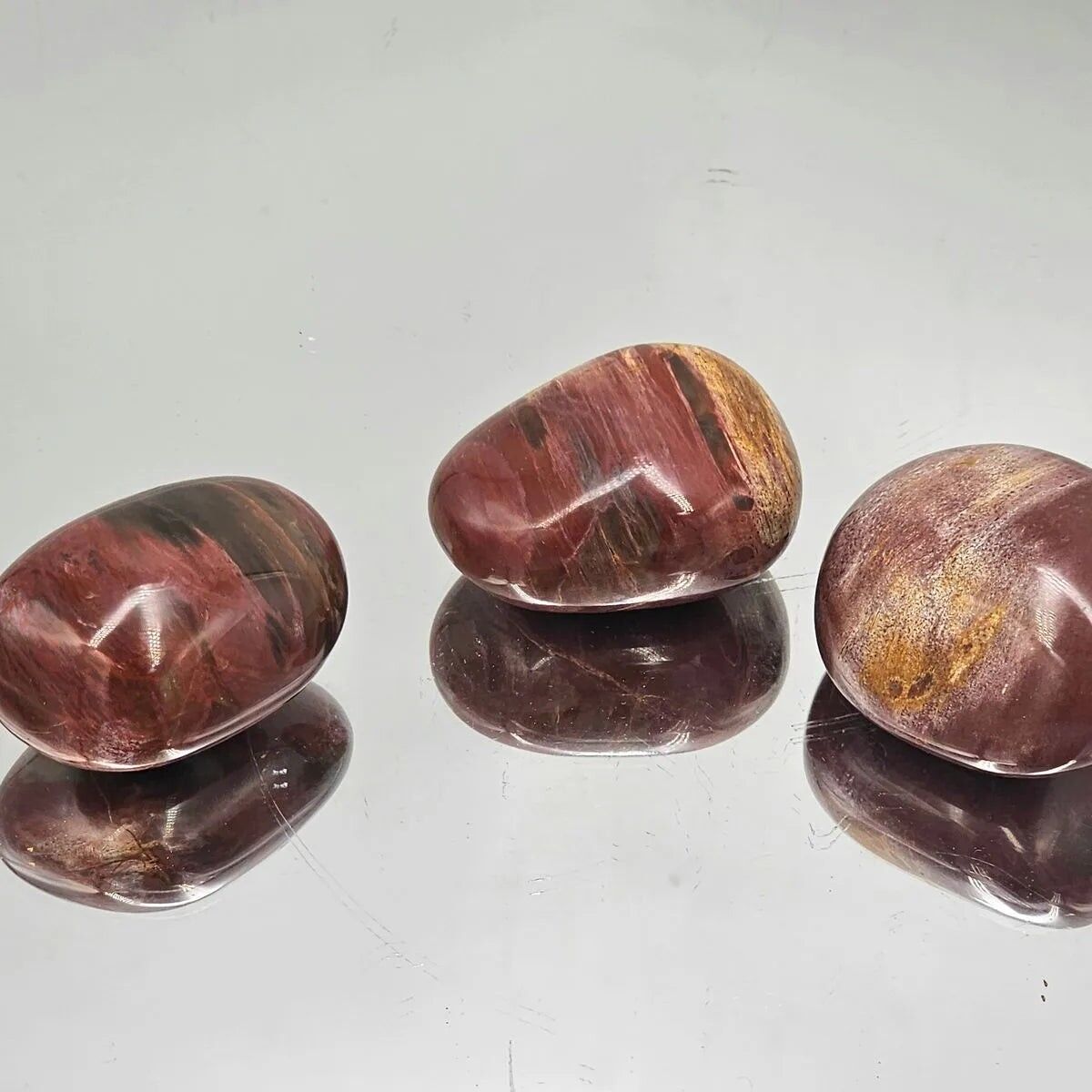 Fossile Holzkristall-Handsteine x3