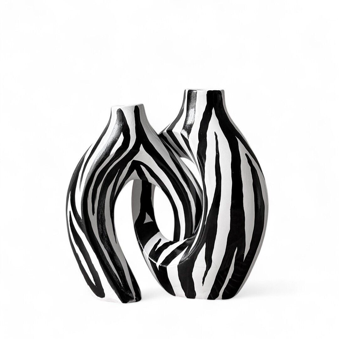 El dúo de jarrones entrelazados Philae - Cebra