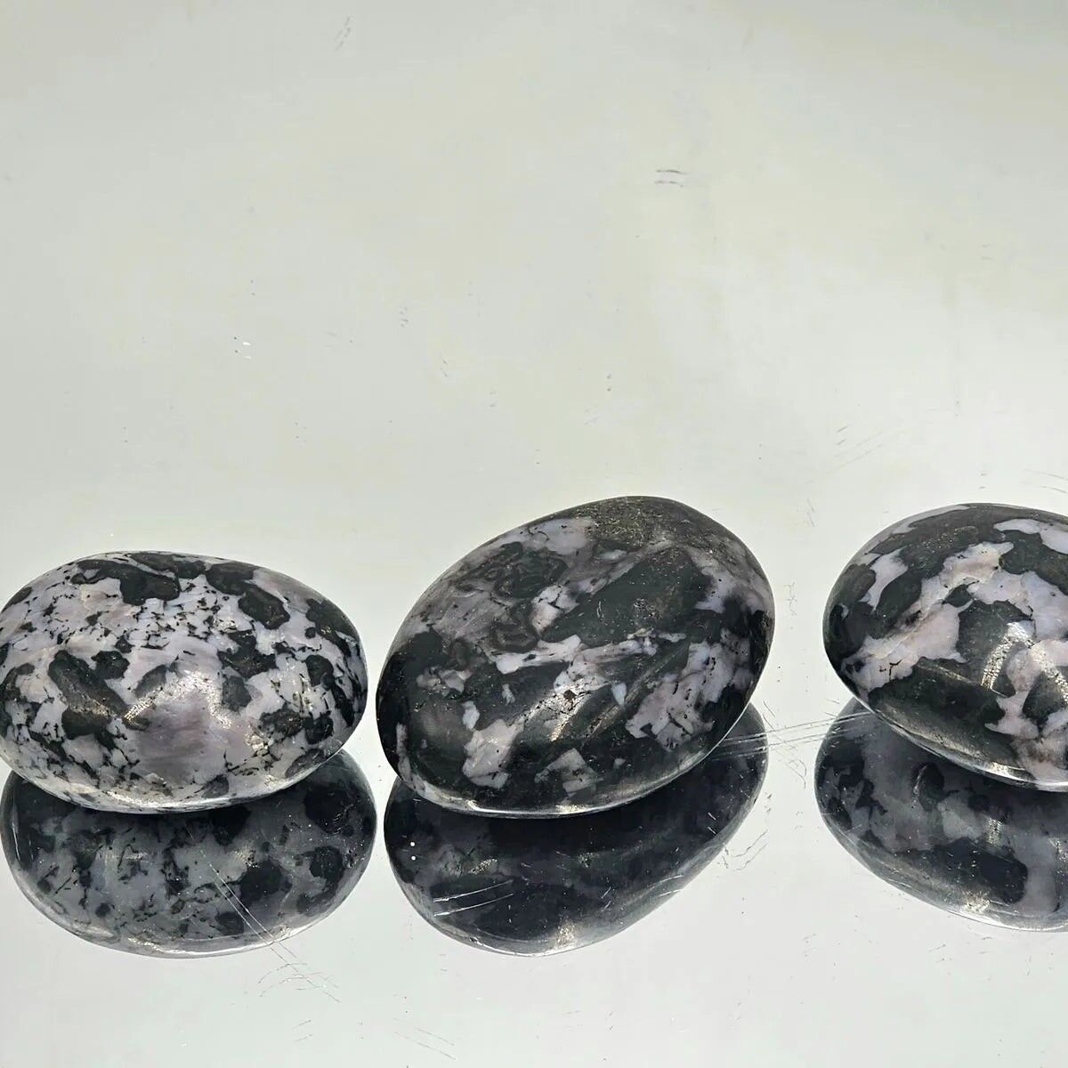 Indigo Gabbro - Mystic Merlinite Palmstones x3