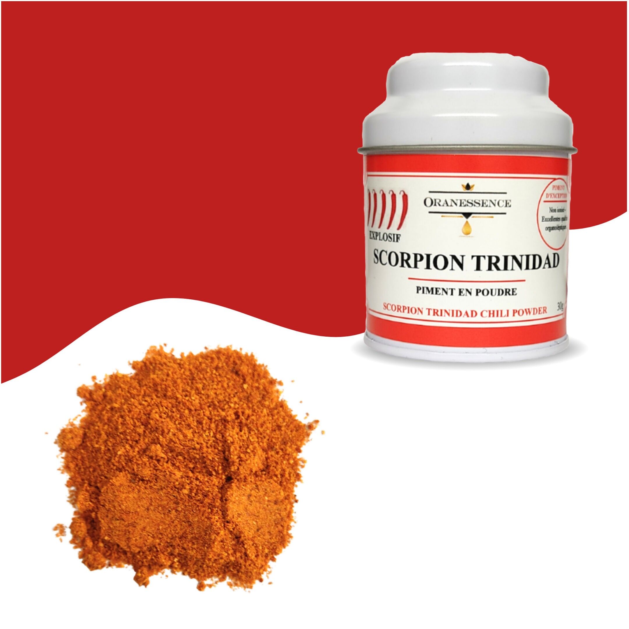 Polvere di peperoncino Trinidad Scorpion - Scatola da 30 g