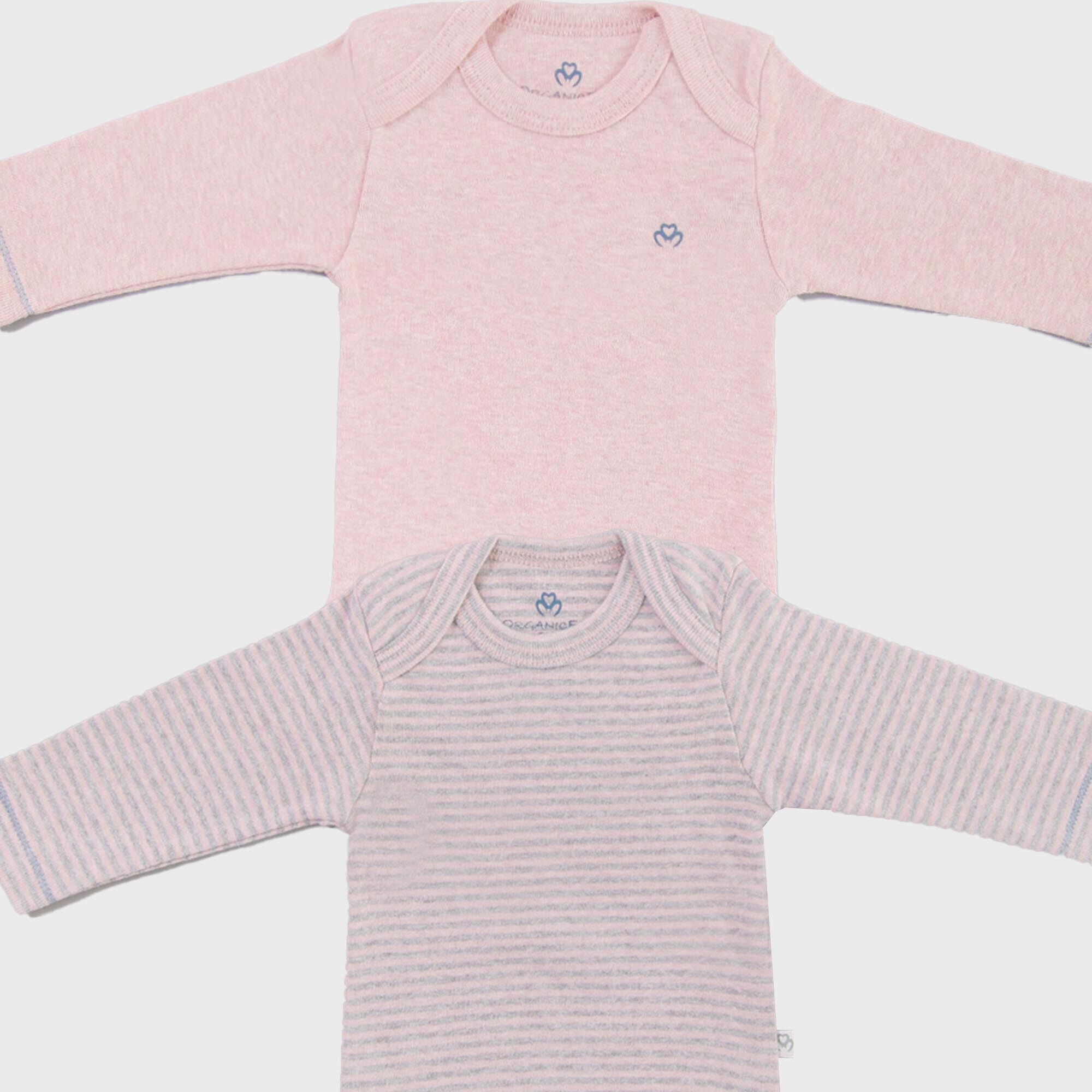 Body orgánico de manga larga para recién nacido de OrganicEra (2 piezas) - Rosa jaspeado