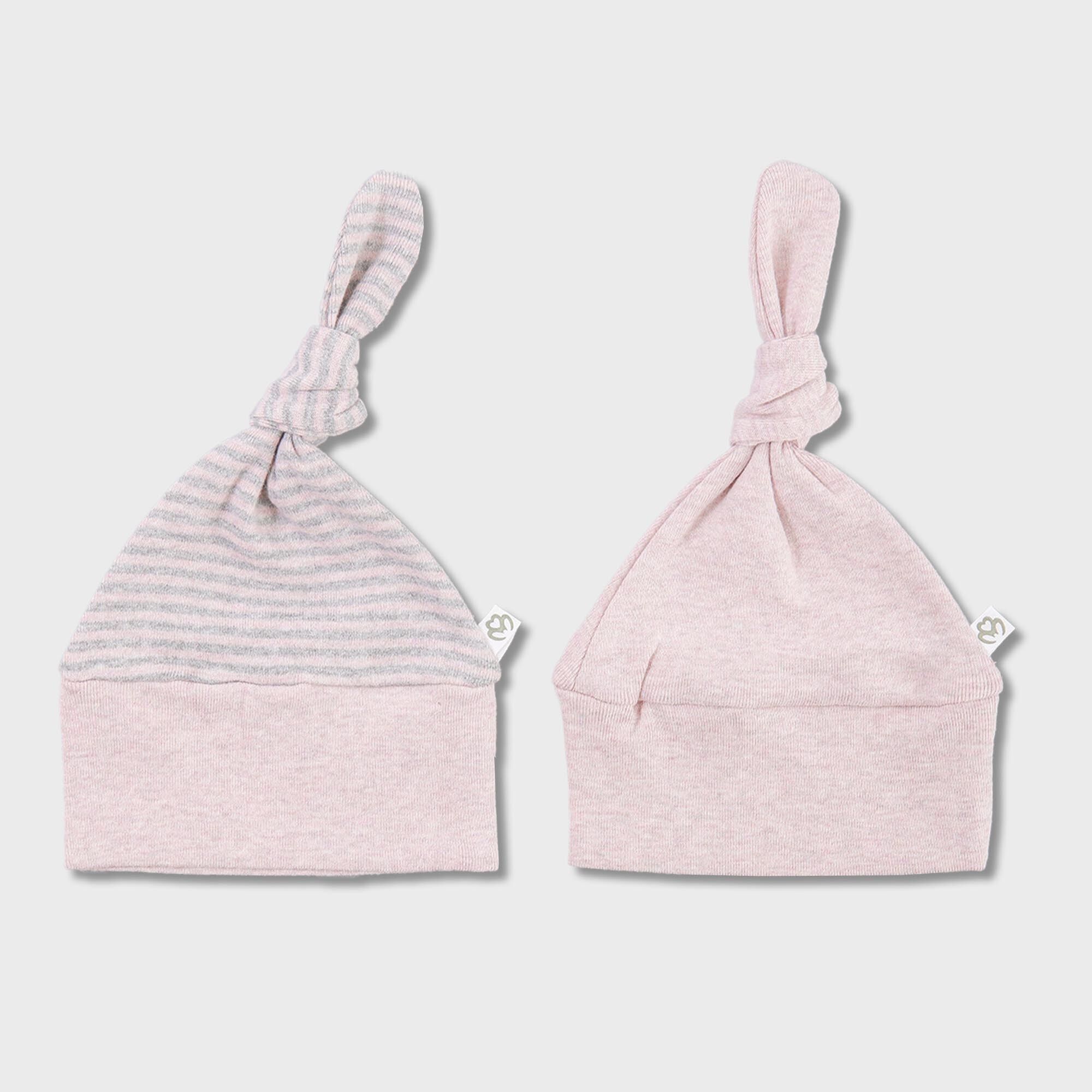 OrganicEra, Gorro orgánico para recién nacido, juego de 2 piezas, color rosa jaspeado