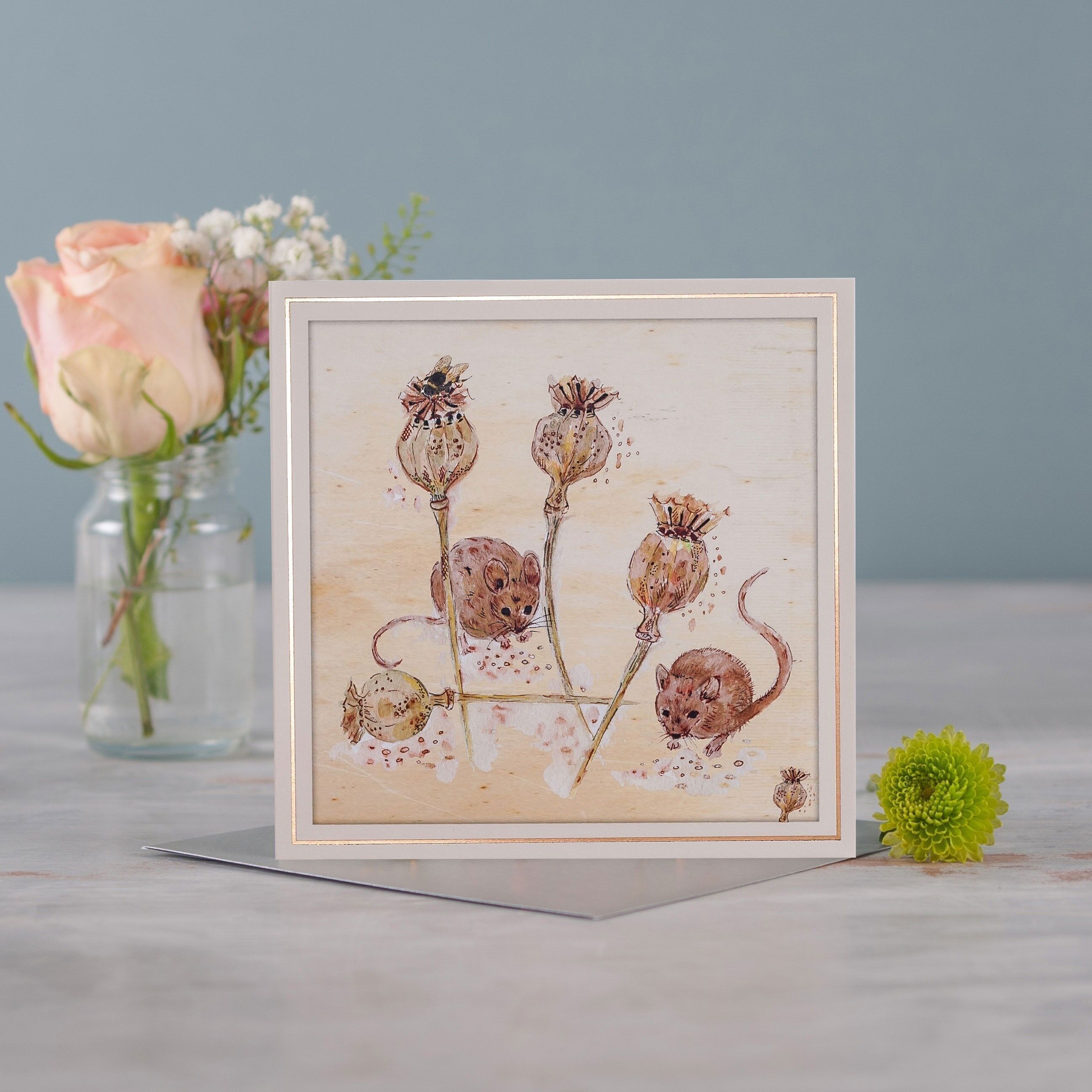 Tarjeta de saludos de ratones de campo