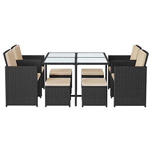 Set di 9 mobili da giardino in polyrattan