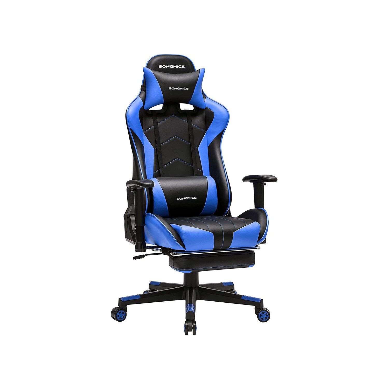 Silla gaming negra y azul