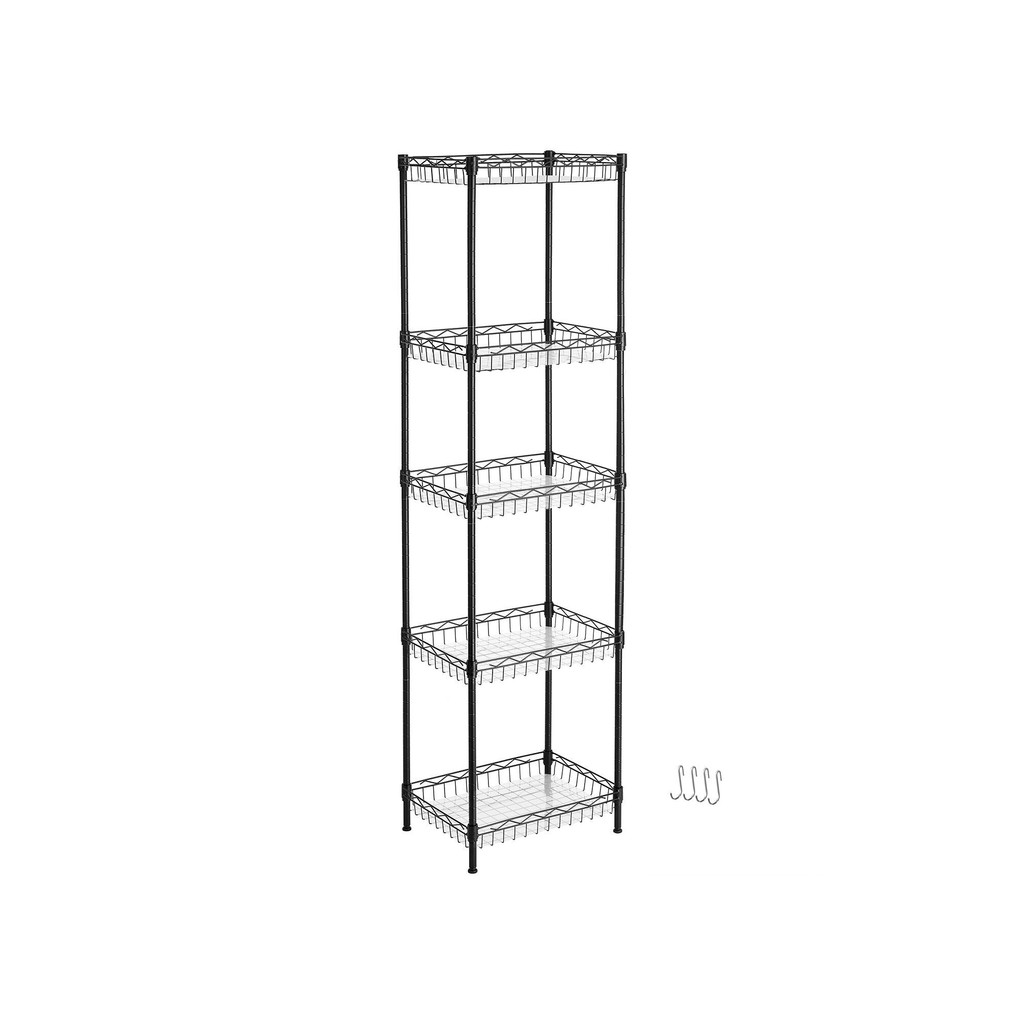 Scaffale in metallo nero con 5 livelli