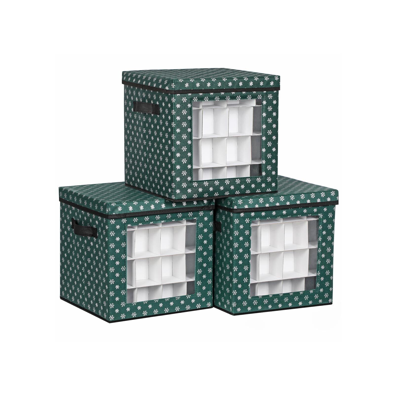 Set de 3 cajas para guardar bolas de Navidad Verde