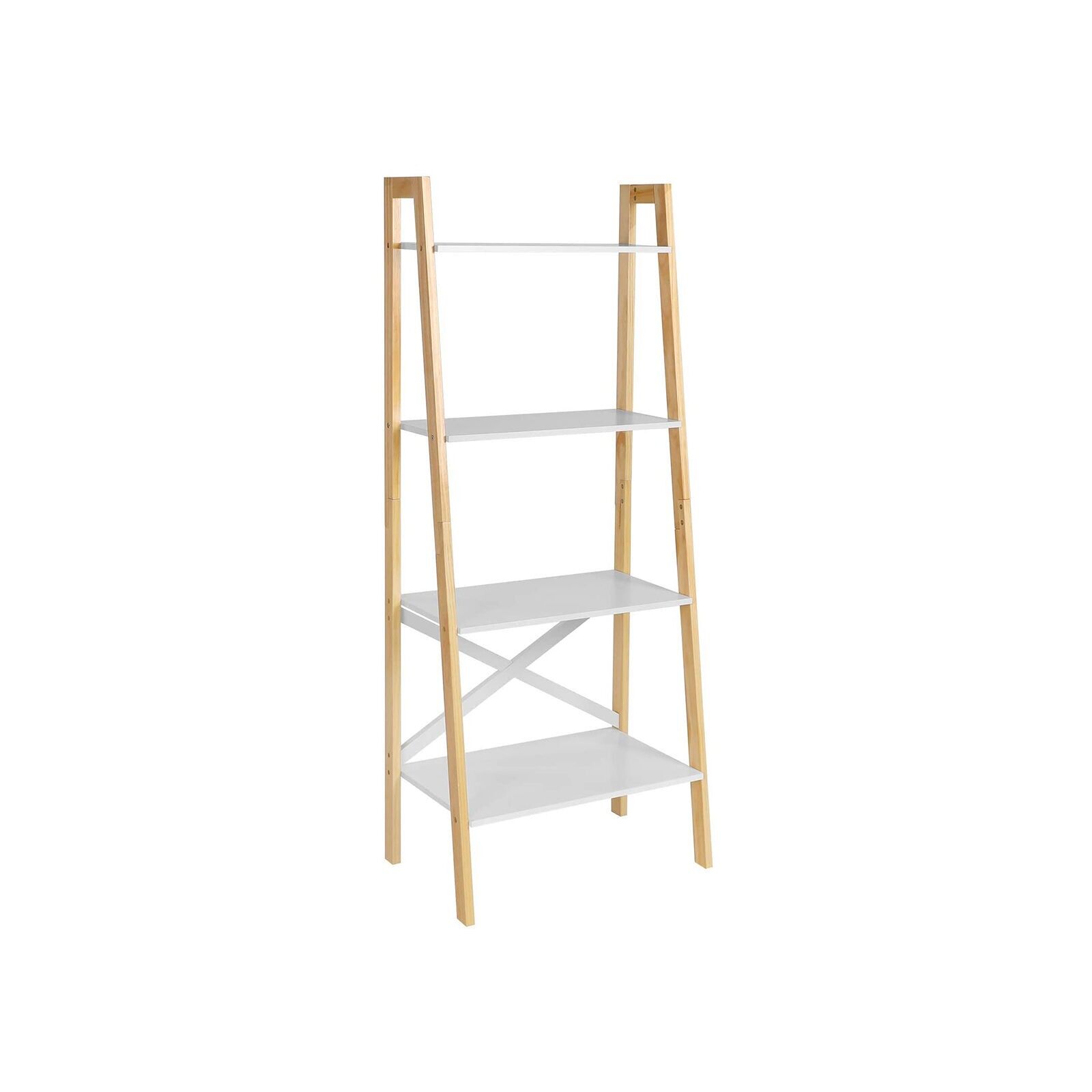 Mensola in piedi bianco opaco e colore naturale 56 x 34 x 137,5 cm