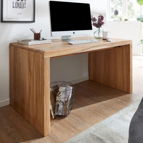 BOHA solid wood acacia computer table 160 cm wide, real wood design storage cabinet, country-style office table