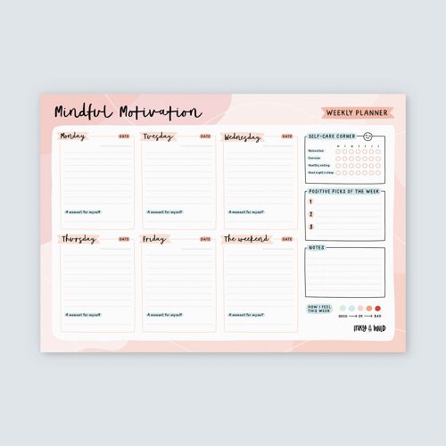 A4 Mindful Motivation Weekly Planner Notepad