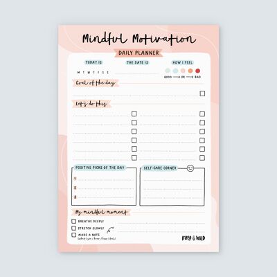 Bloc-notes de planificateur quotidien A5 Mindful Motivation