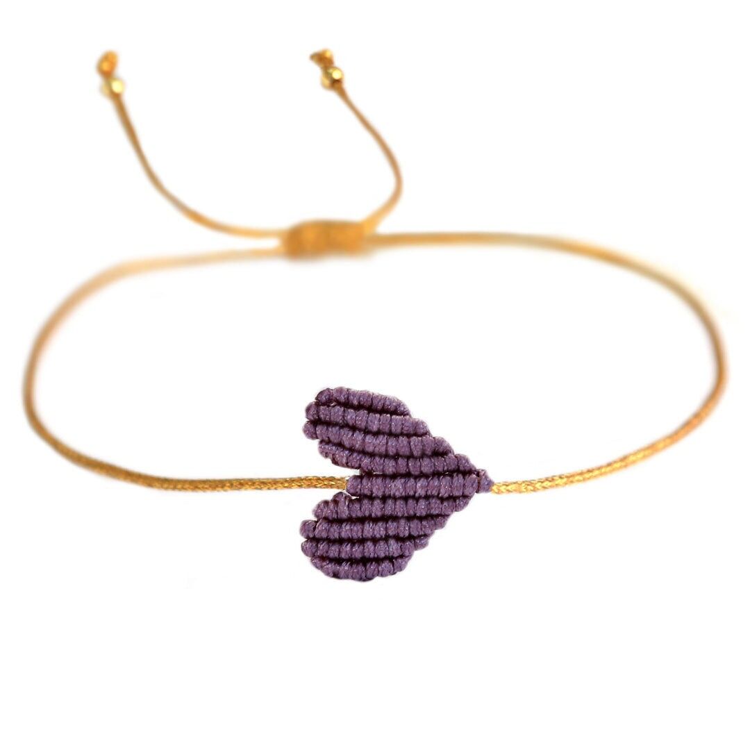 Bracciale a forma di cuore di lavanda