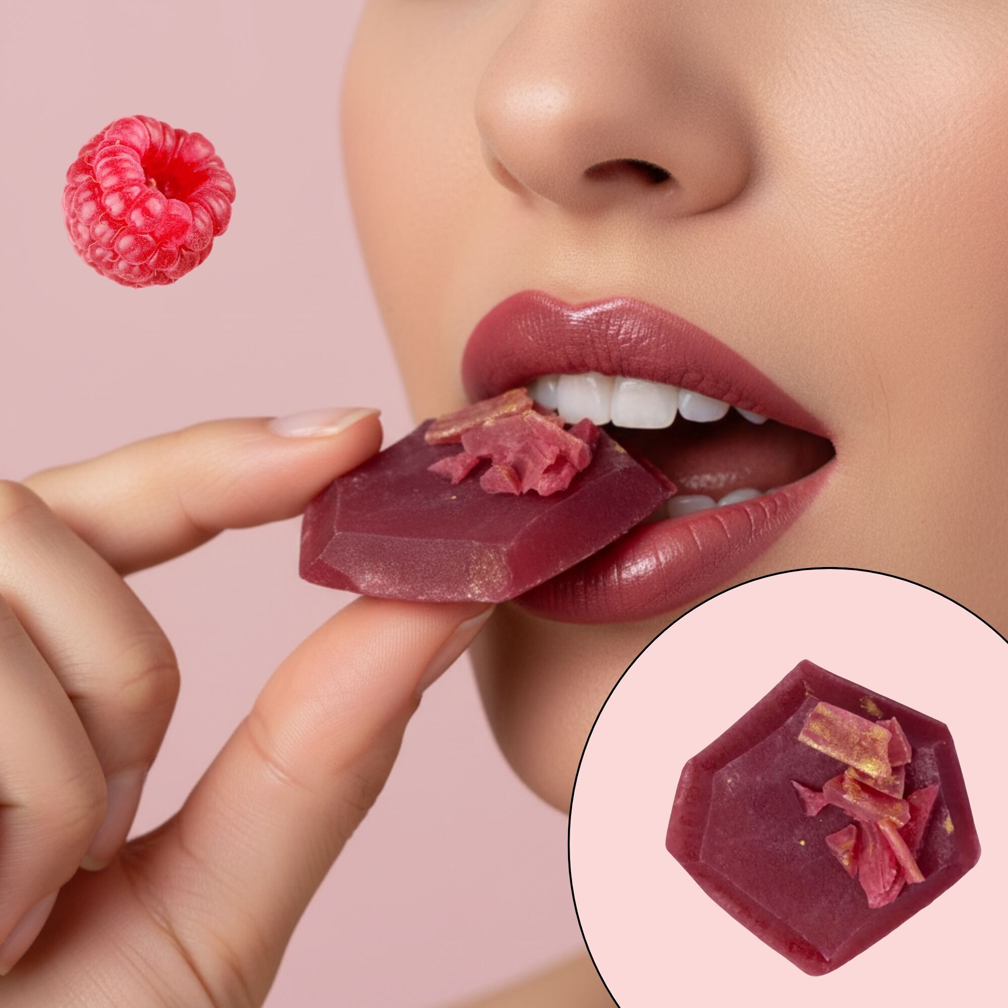 Confetteria commestibile al gusto di lampone - Prodotto in Francia - Vegano e senza glutine - 35 g