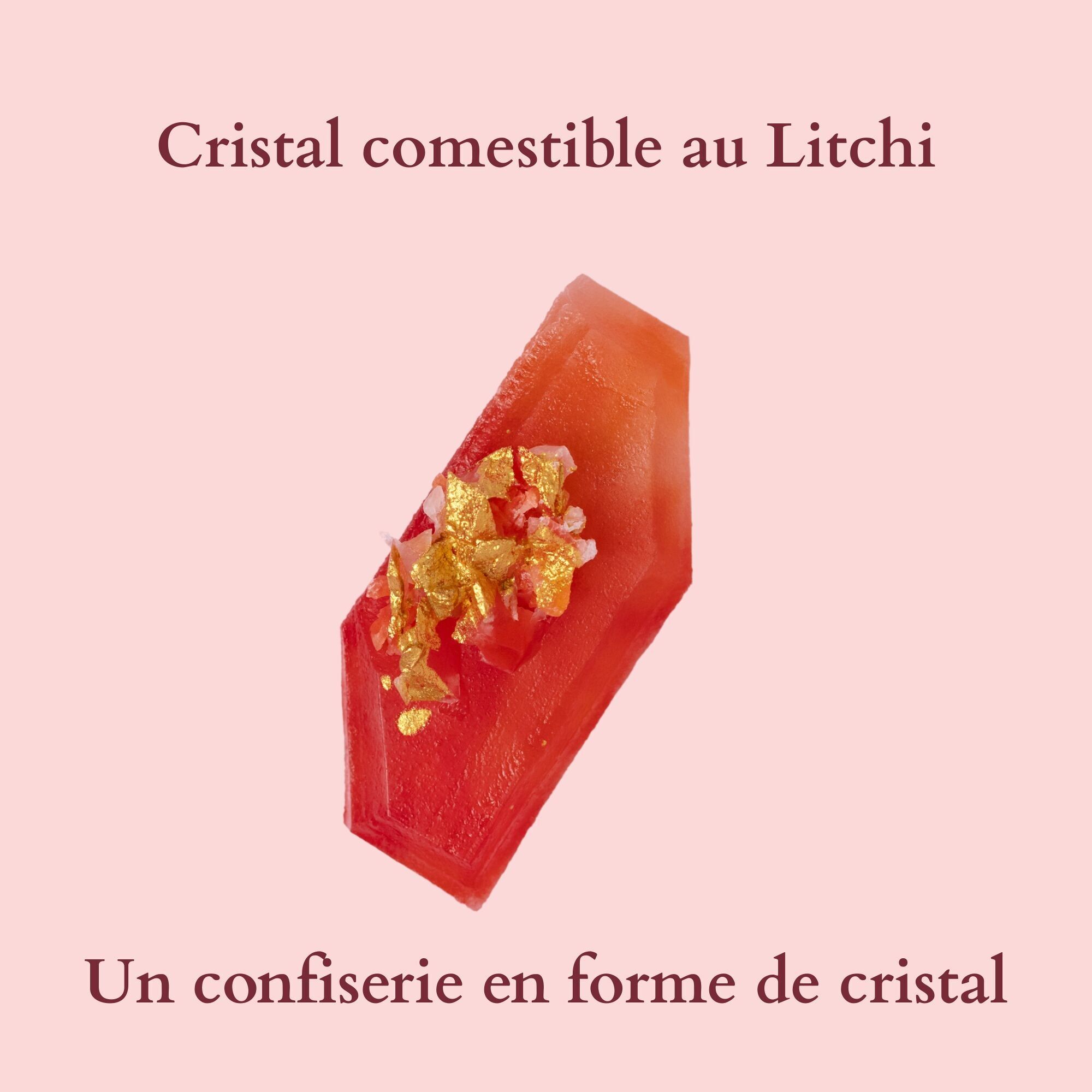 Confettura commestibile a forma di cristallo al gusto di litchi - Prodotto in Francia - Vegano e senza glutine - 35gr