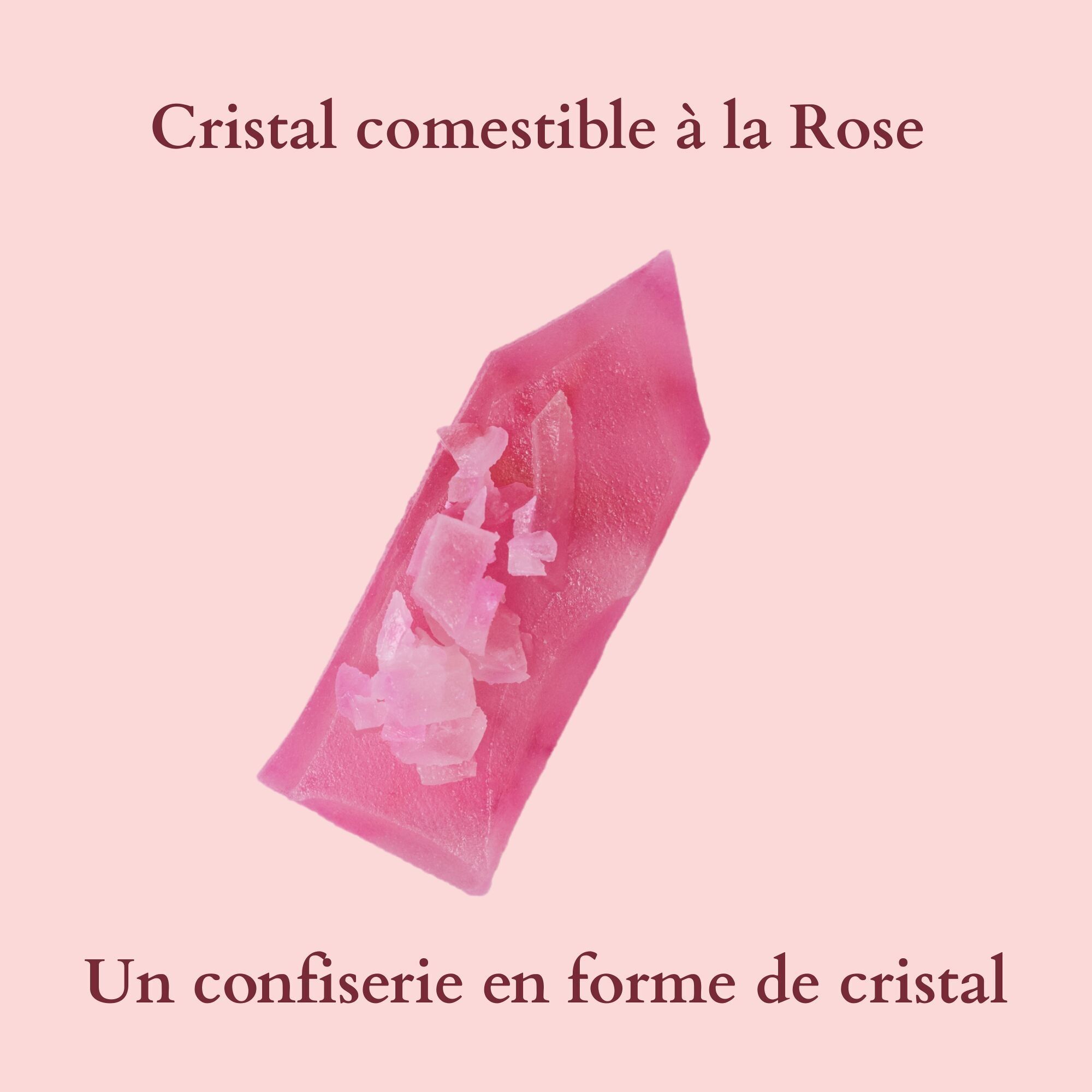 Confettura commestibile a forma di cristallo al gusto di acqua di rose - Prodotto in Francia - Vegano e senza glutine - 35 g