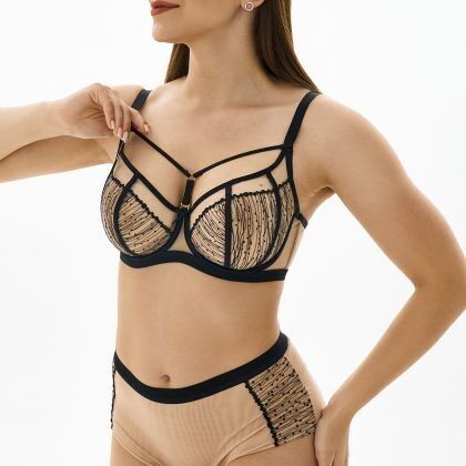 Soutien-gorge balconnet noir peau MILENKA avec armatures