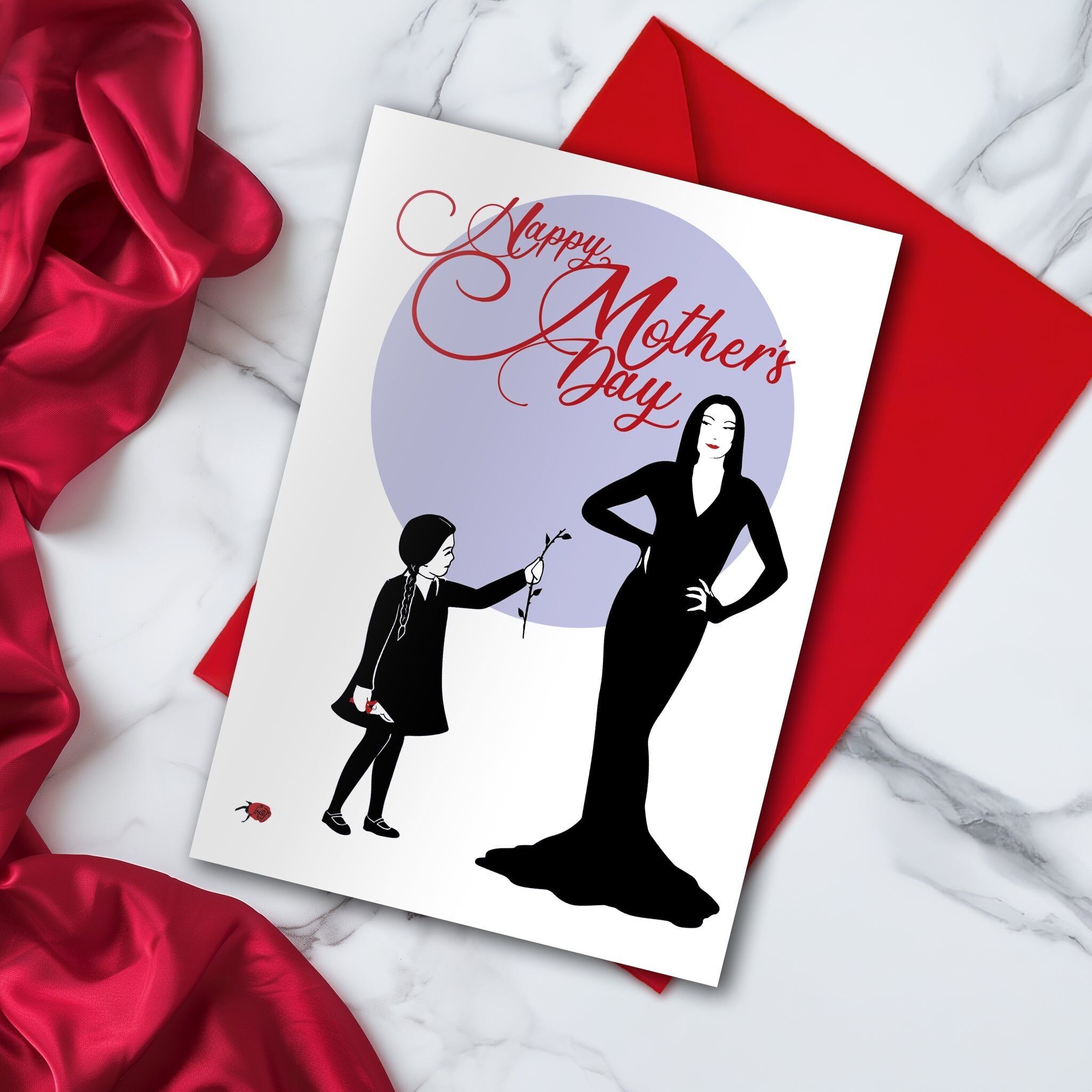 Biglietto di auguri per la festa della mamma di Morticia