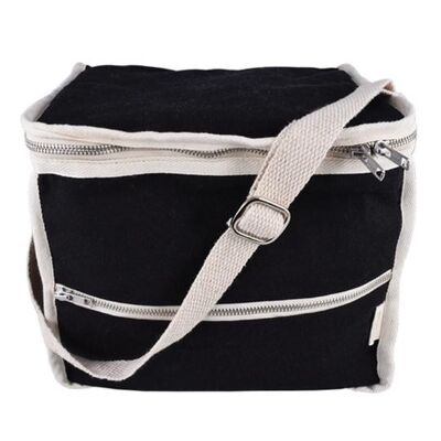 Plastic-Free Insulated Clean Lunch Bag - Rectangular - Black *Must add wool panels to this order