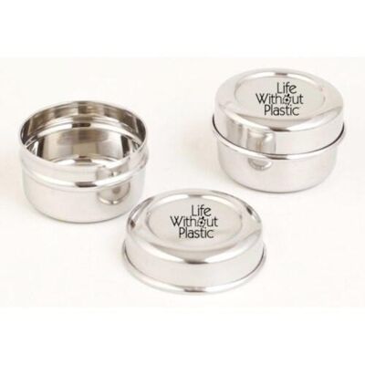Pack of 2 Stainless Steel Round Dip Containers