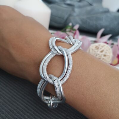 Bracelet 2 temps Geli en argent et acier mat