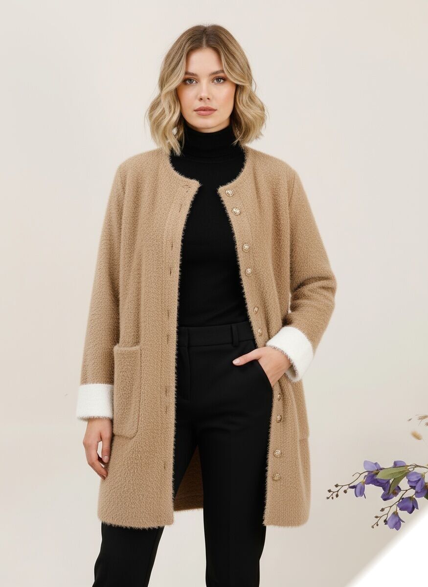 Weiche Pelzjacke mit elegantem Knopf - L2607 - Lusa Mode